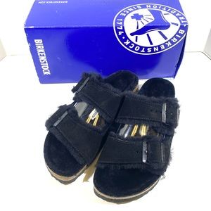 Birkenstock Arizona Fur EU40 (US9-9.5) Narrow Fit in Black Suede.